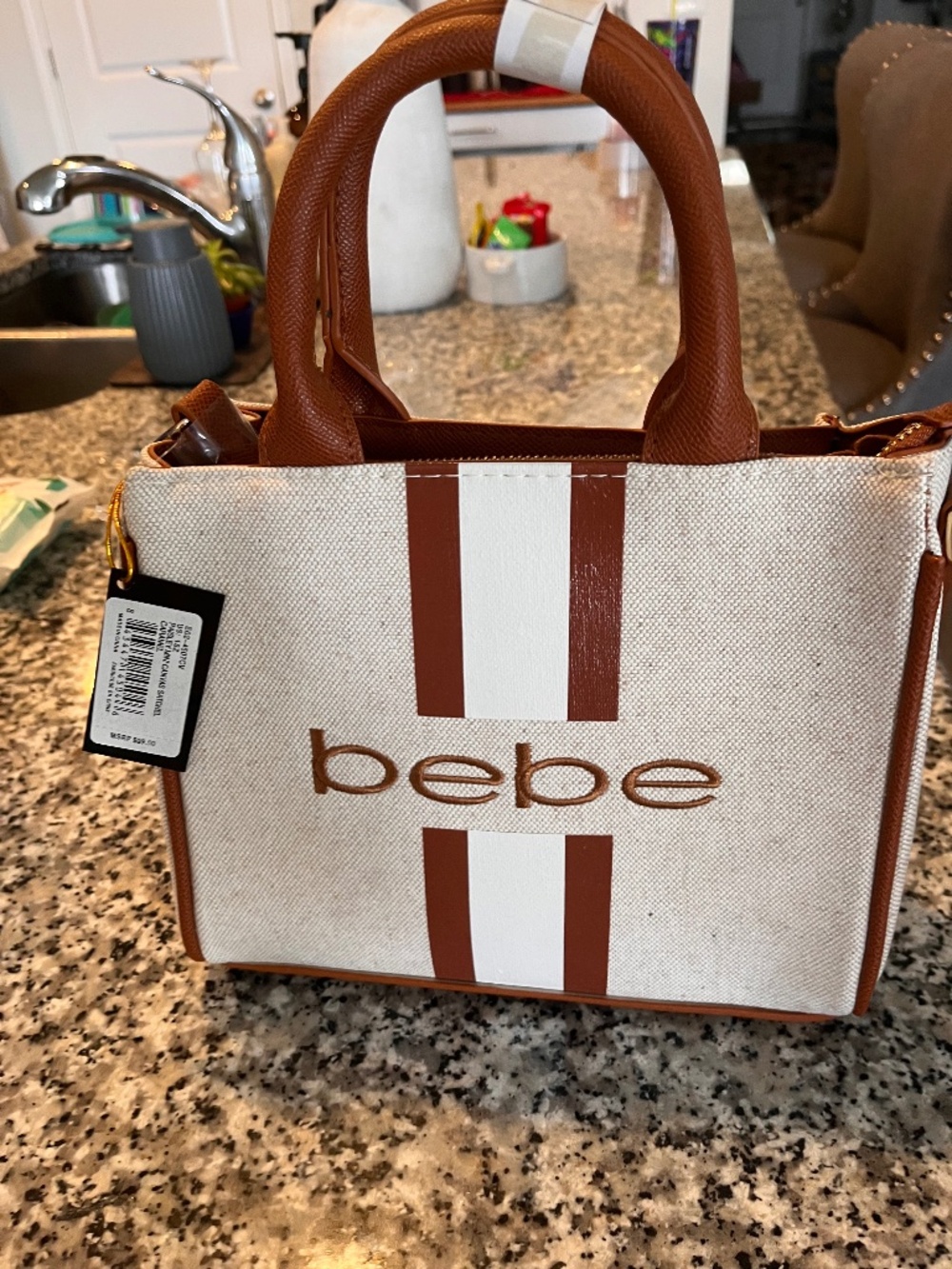 Bebe canvas and leather tote new